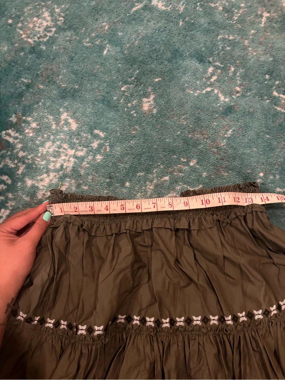 KATE SPADE BROOME STREET Embroidered Floral Poplin Skirt Green Medium